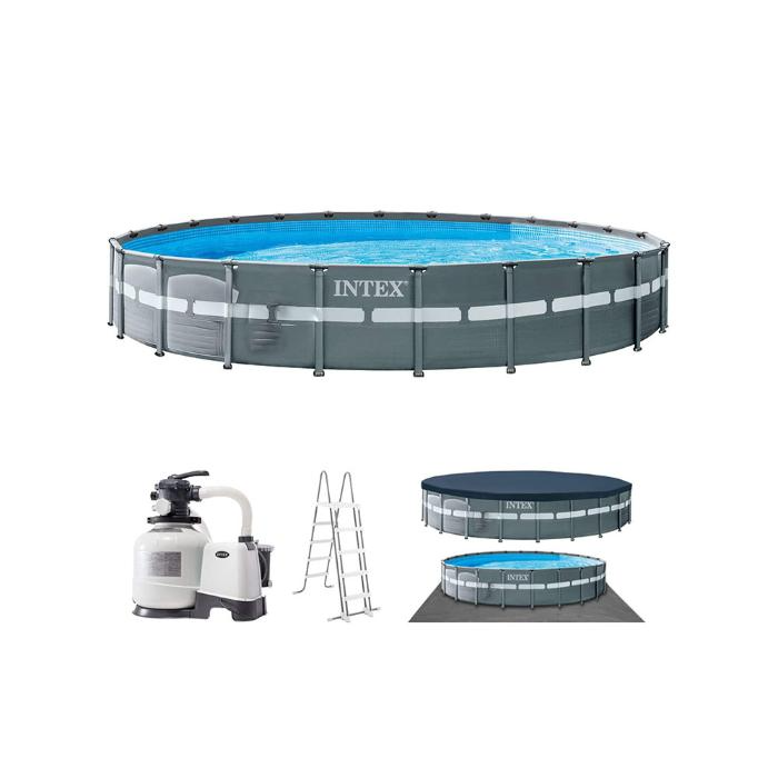 Каркасный бассейн Ultra XTR Frame 732х132см, 47241л, песч.фил.-нас. 10500л/ч, лестница, тент, подст., Intex, 26340