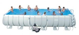 Каркасный бассейн Ultra Frame 732х366х132см, 31805л, песч.фил.-насос 7900л\ч, лестн., тент, подст., Intex, 26362