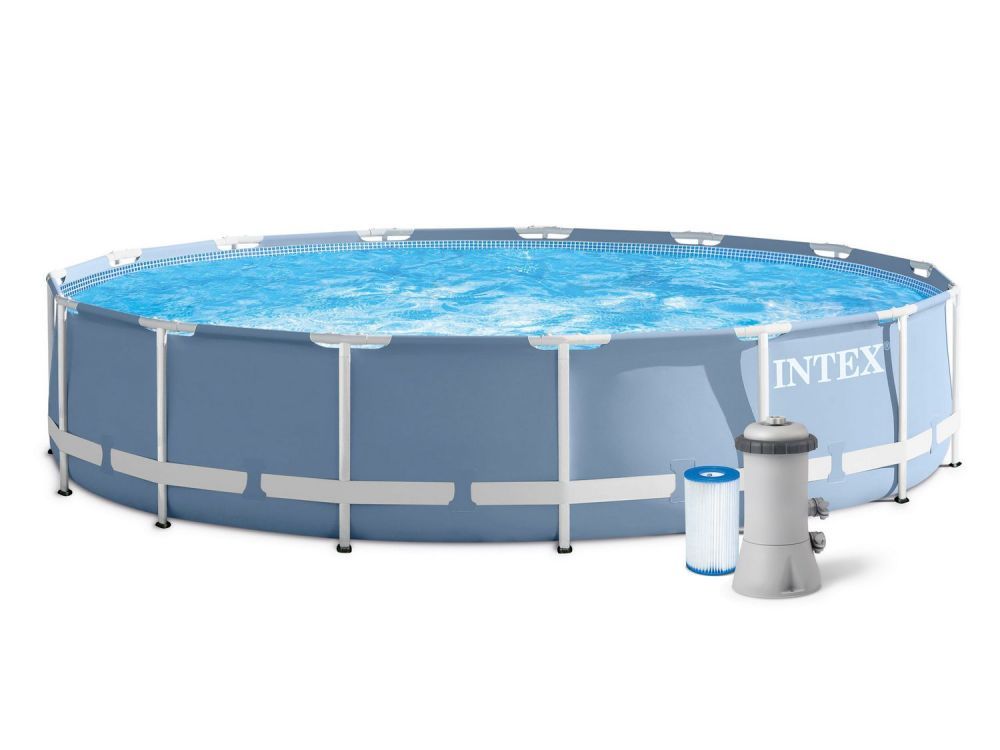 Каркасный бассейн Prism Frame 457х84см, 11325л, фил.-насос 2006л\ч, лестница, тент, подстилка, Intex, 26728