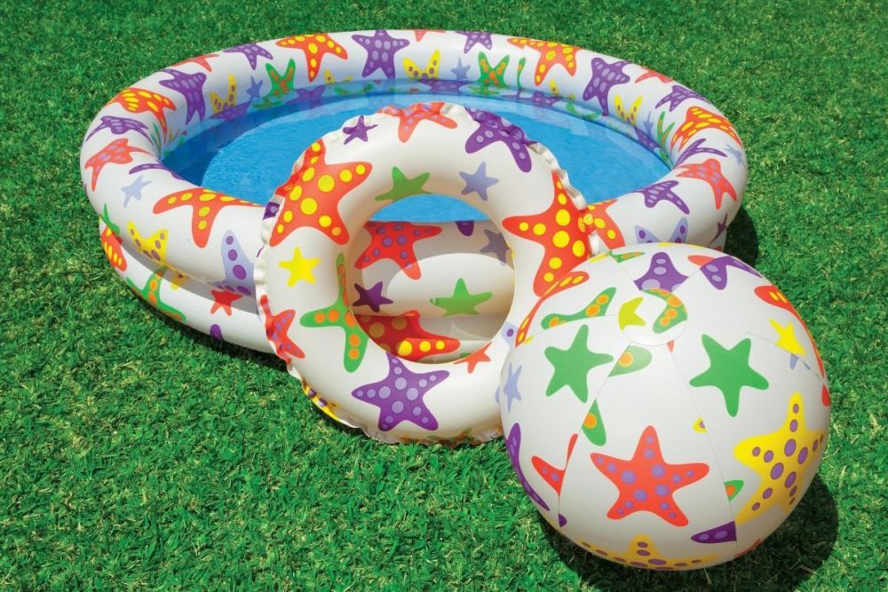 Детский надувной бассейн 122х25см "Звездный" с мячом и кругом, 150л, от 2 лет