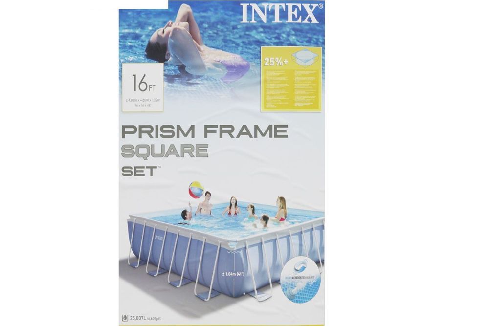 Каркасный бассейн Prism Frame 488х488х122см, 25007л , фил.-насос 5678л/ч, лестница, тент, подстилка, Intex, 28766