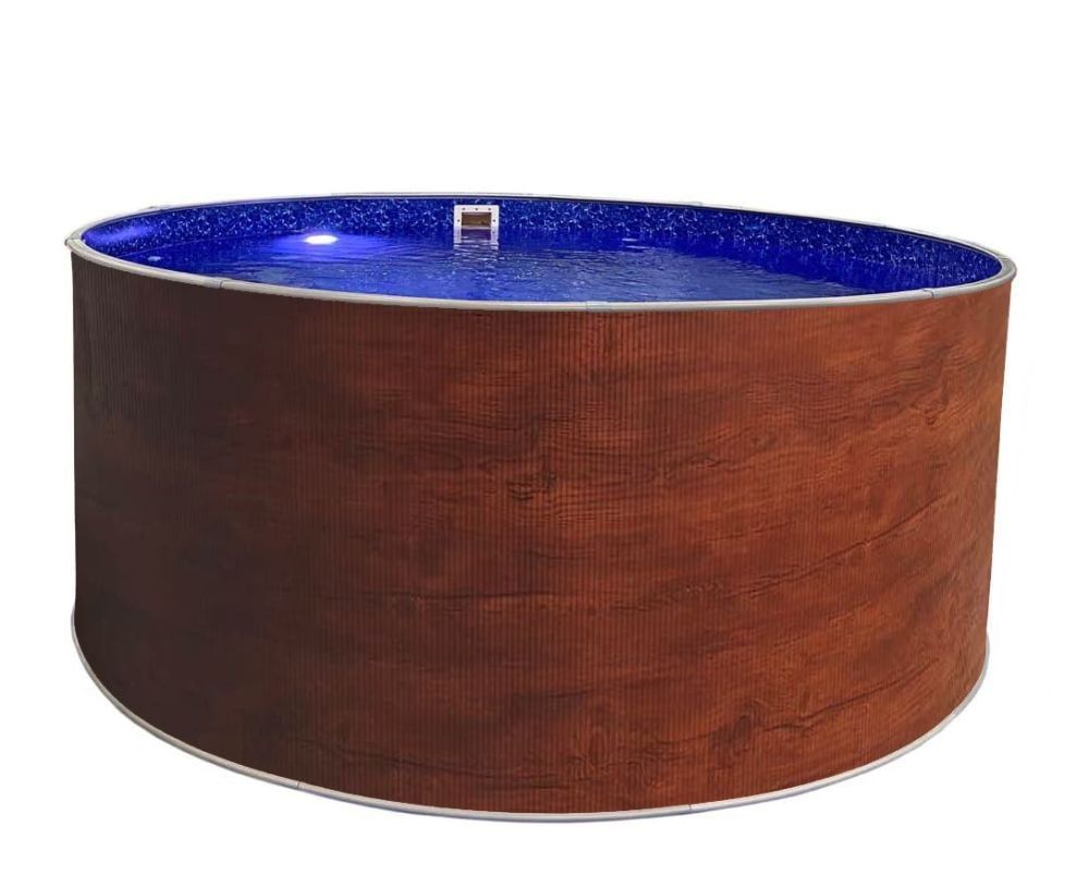 Круглый бассейн ЛАГУНА 4 х 1,25 м (темное дерево),чаша 0.6мм