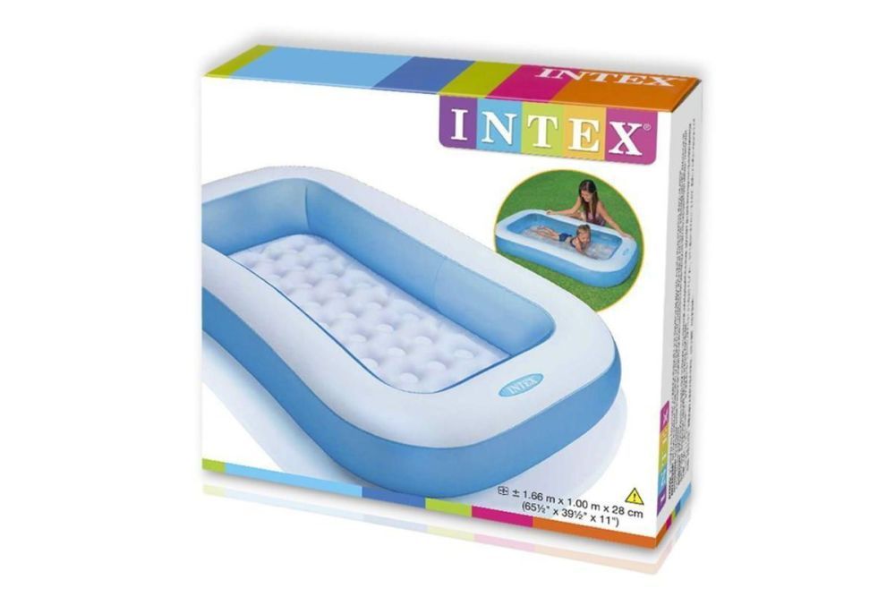 Детский надувной бассейн 166х100х25см, с надувным дном, 90л, от 2 лет