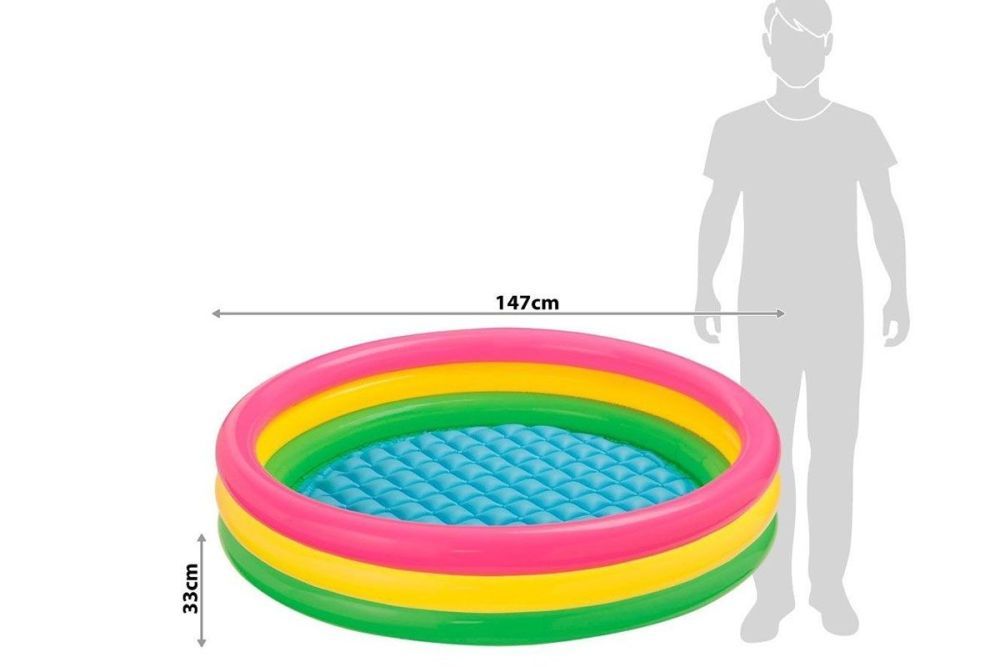Детский надувной бассейн 147х33см "Радуга" с надувным дном, 275л, от 2 лет