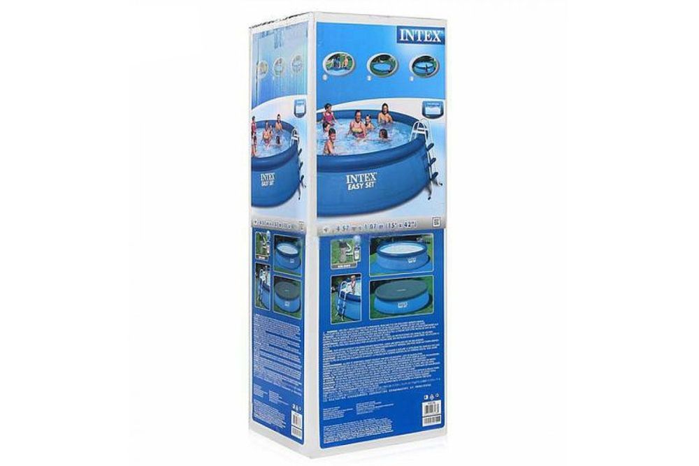 Бассейн Easy Set, 457х107см, 12430л, фильтр-насос 3785л/ч, лестница, тент, подстилка, Intex, 28166