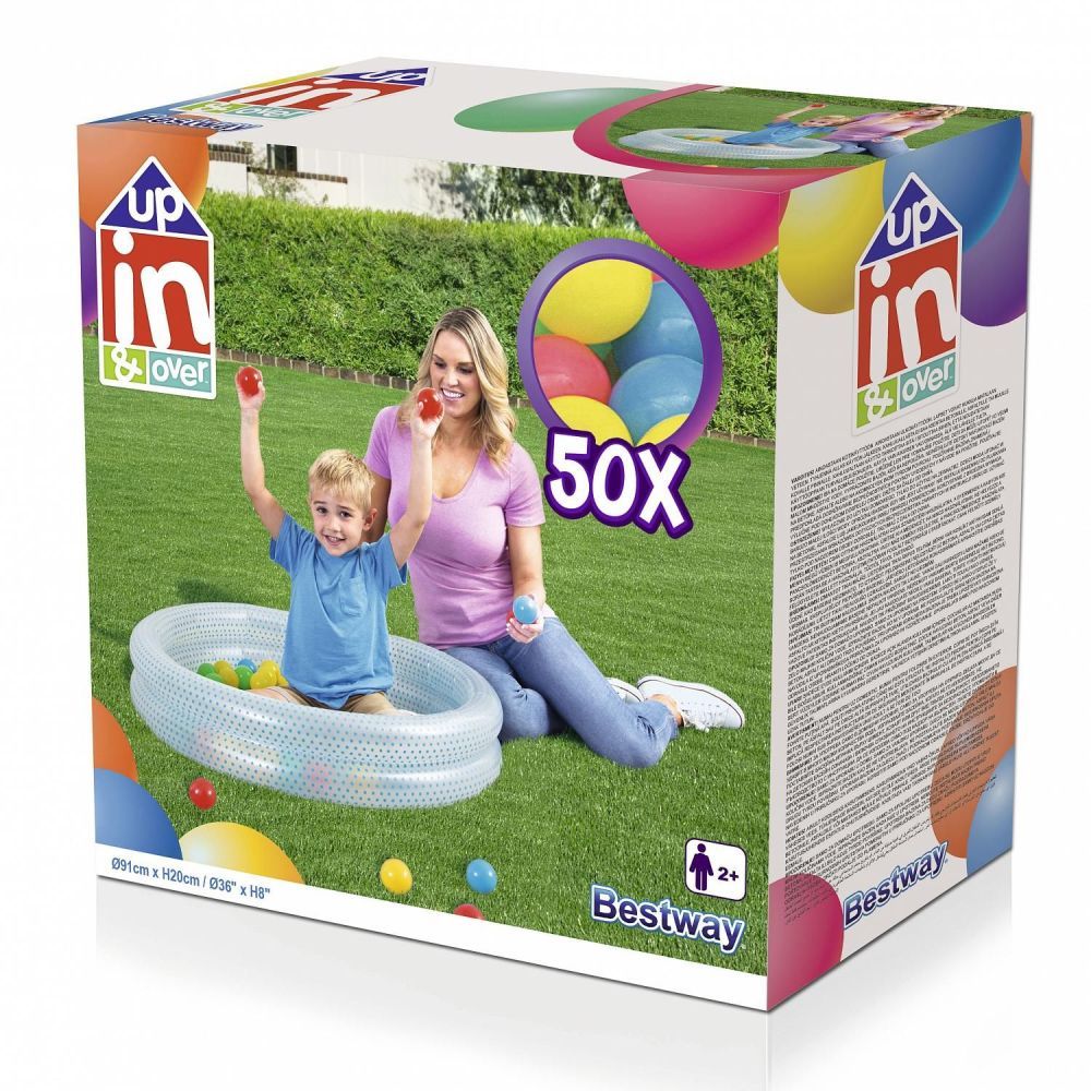 Детский надувной бассейн 91x20см с мячами (50шт), 73л, от 2 лет