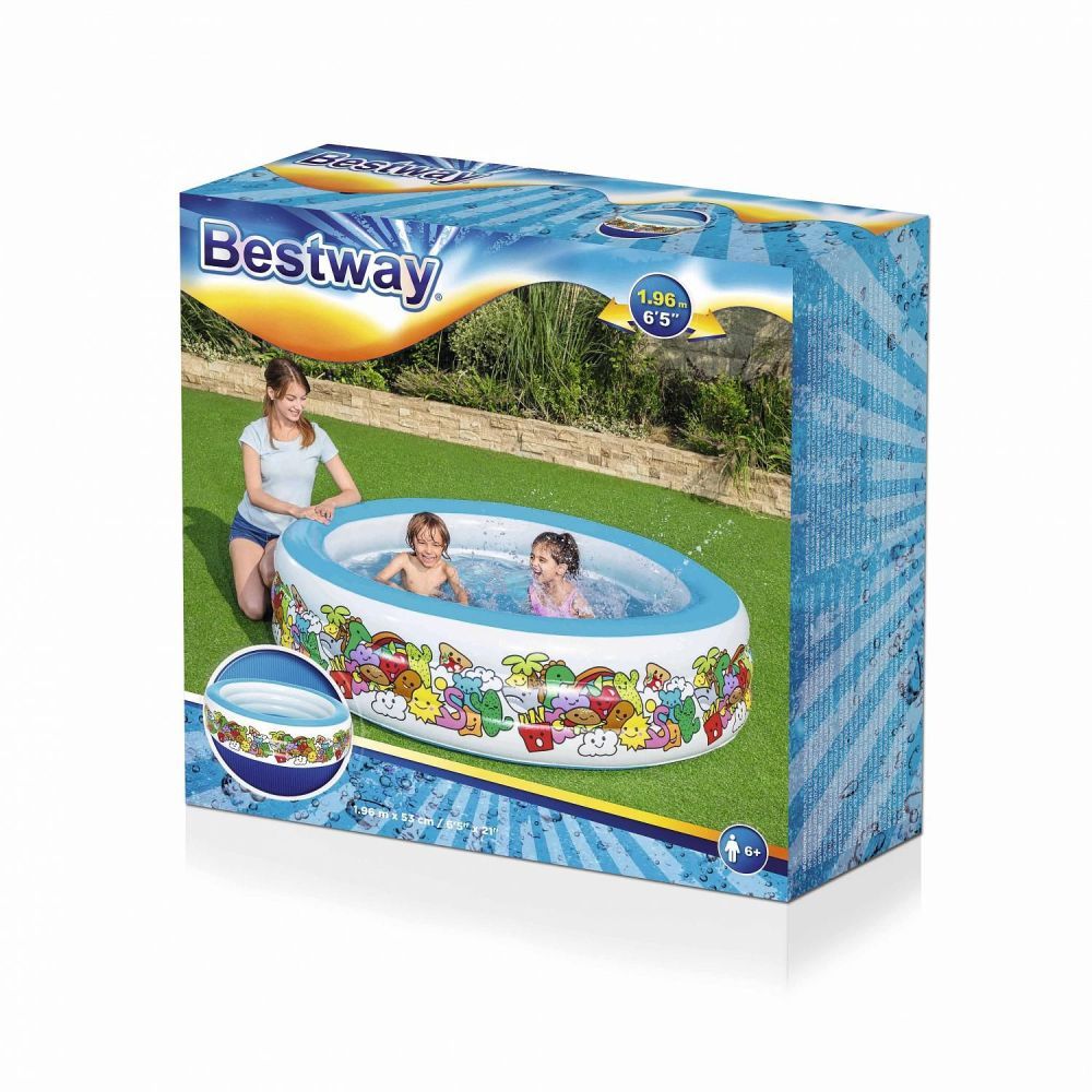 Детский надувной бассейн 196х53см "Подводный мир" 700л, от 6 лет