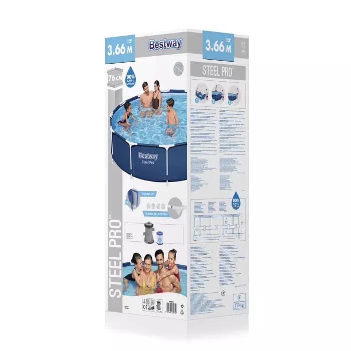 Каркасный бассейн Steel Pro 366х76см, 6473л, фил.-насос 1249л/ч, Bestway, 56681 BW