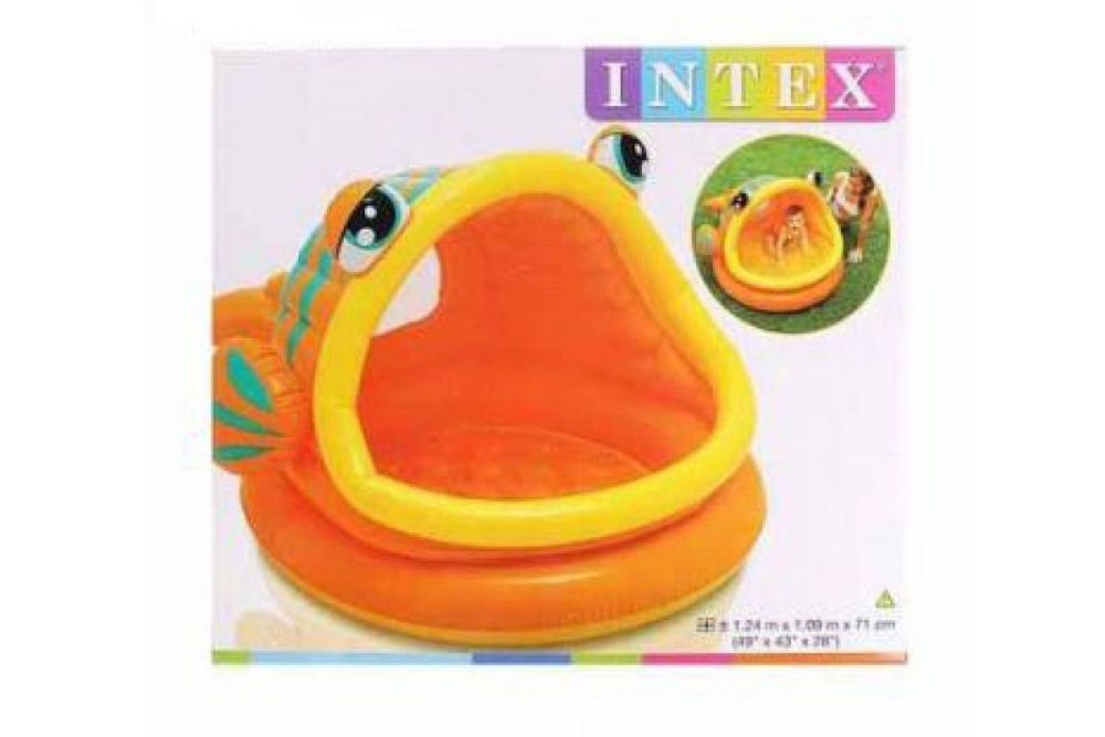 Детский надувной бассейн 124х109х71см "Рыба-шар" с окном, 53л, от 1 до 3 лет