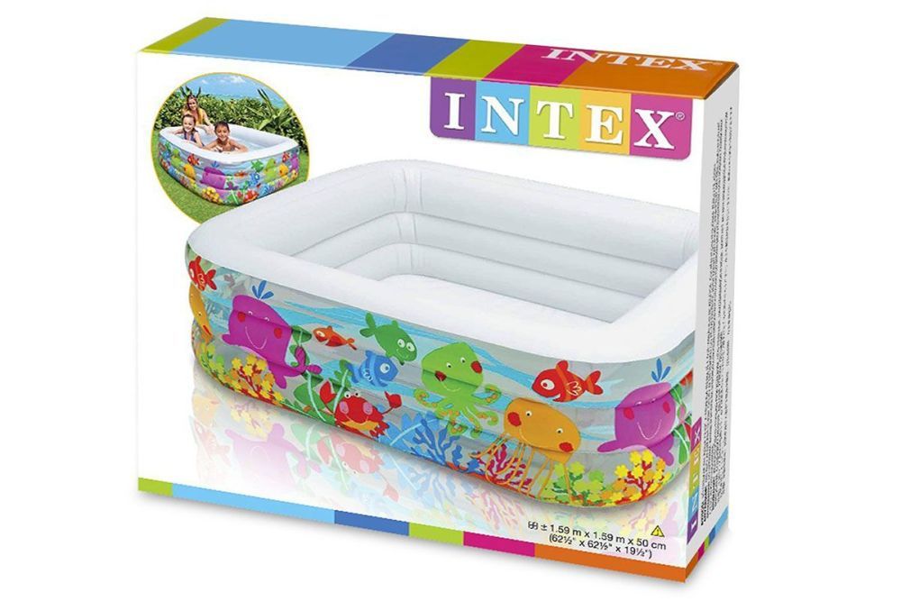 Детский надувной бассейн 159х159х50см "Аквариум" 340л, от 3 лет