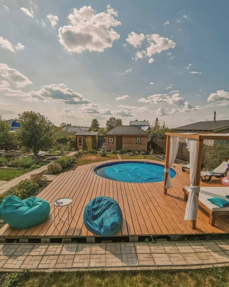 Круглый бассейн ЛАГУНА 5 х 1,25 м (рубиново-красный RAL 3003) чаша 0,4мм