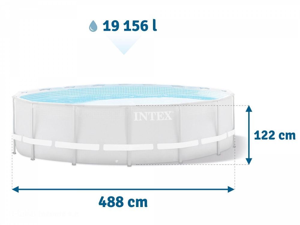Каркасный бассейн Ultra Frame 488х122см, 19156л, фил.-насос 5678л\ч, лестница, тент, подстилка, Intex, 26322