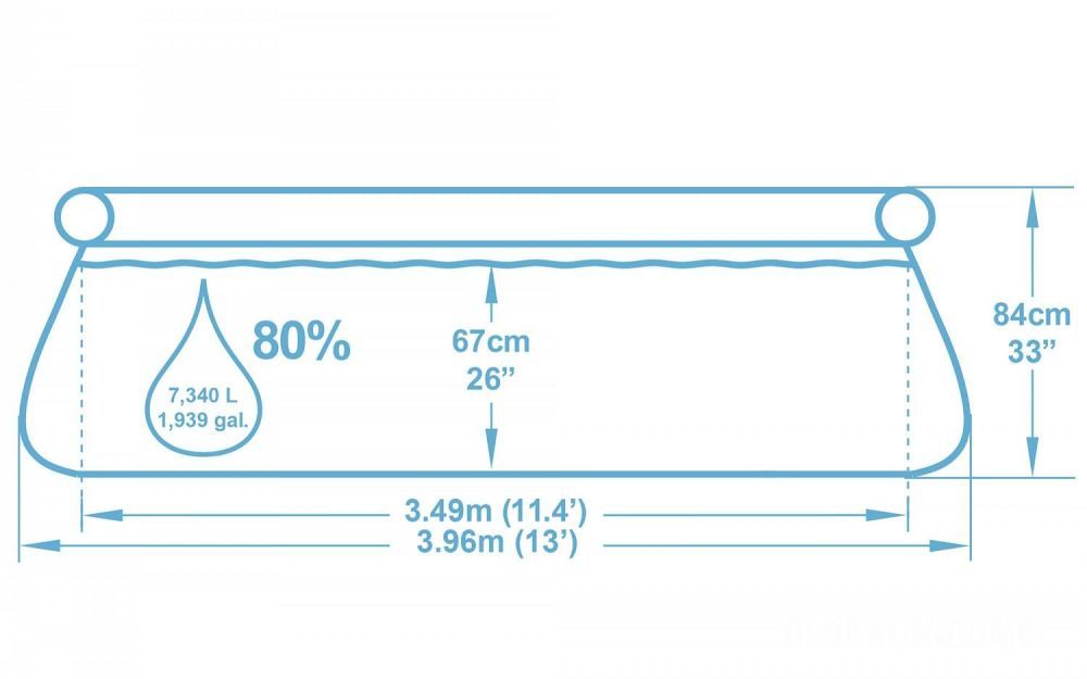Бассейн с надувным бортом 396х84см, 7340л, фильтр-насос 2006л/ч, Bestway, 57321 BW