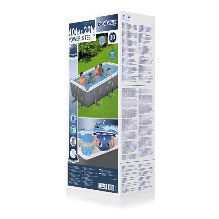 Каркасный бассейн Power Steel 404х201х100см, 6478л, фил.-насос 2006л/ч, лестница, попл.-дозатор, Bestway, 56441 BW