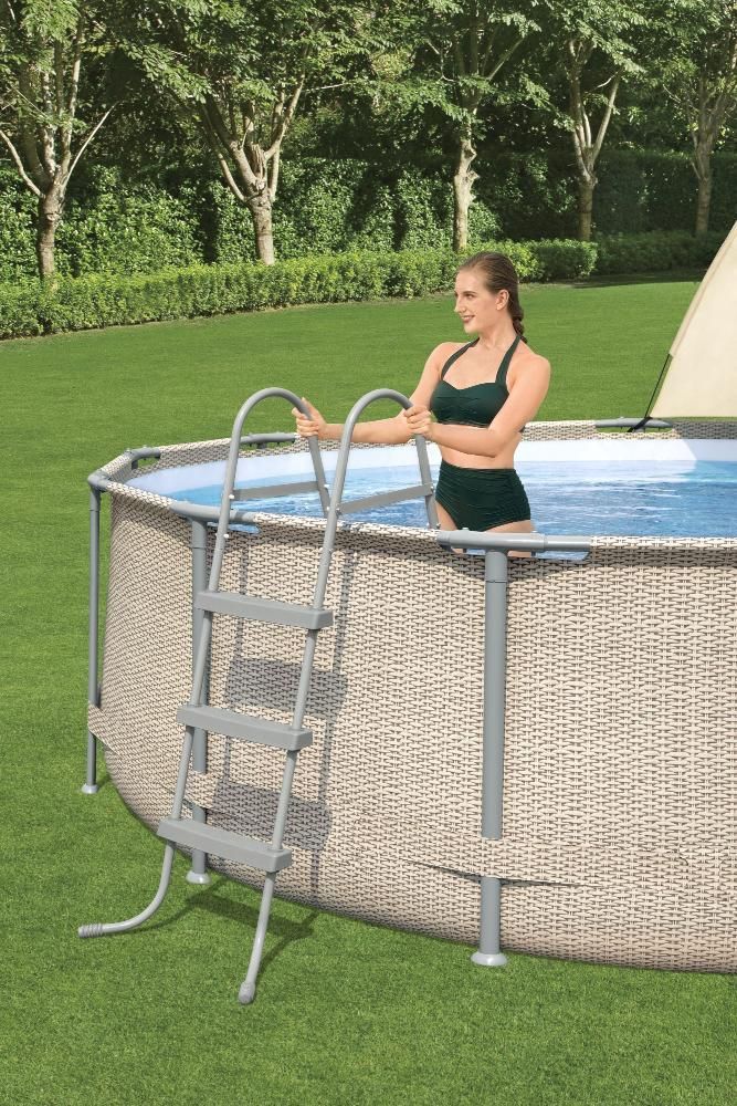 Каркасный бассейн Power Steel 396x107см 11133л, фил.-насос 2006л/ч, лестн., тент, попл.-доз., навес, Bestway, 5614V BW