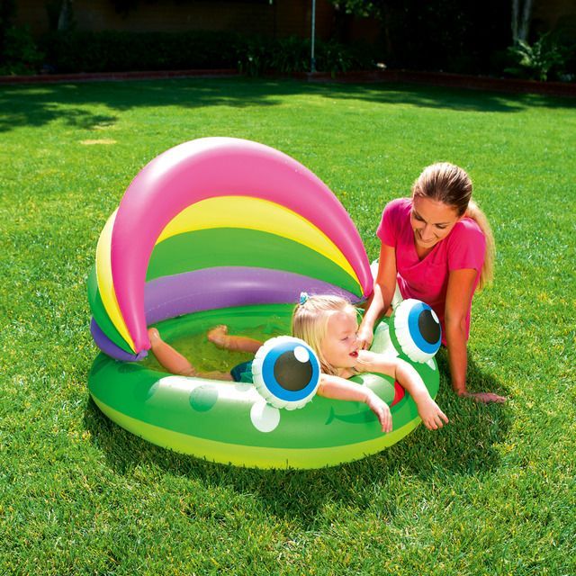 Детский бассейн с навесом от солнца "Лягушка", 109х104х76 см, 30 л