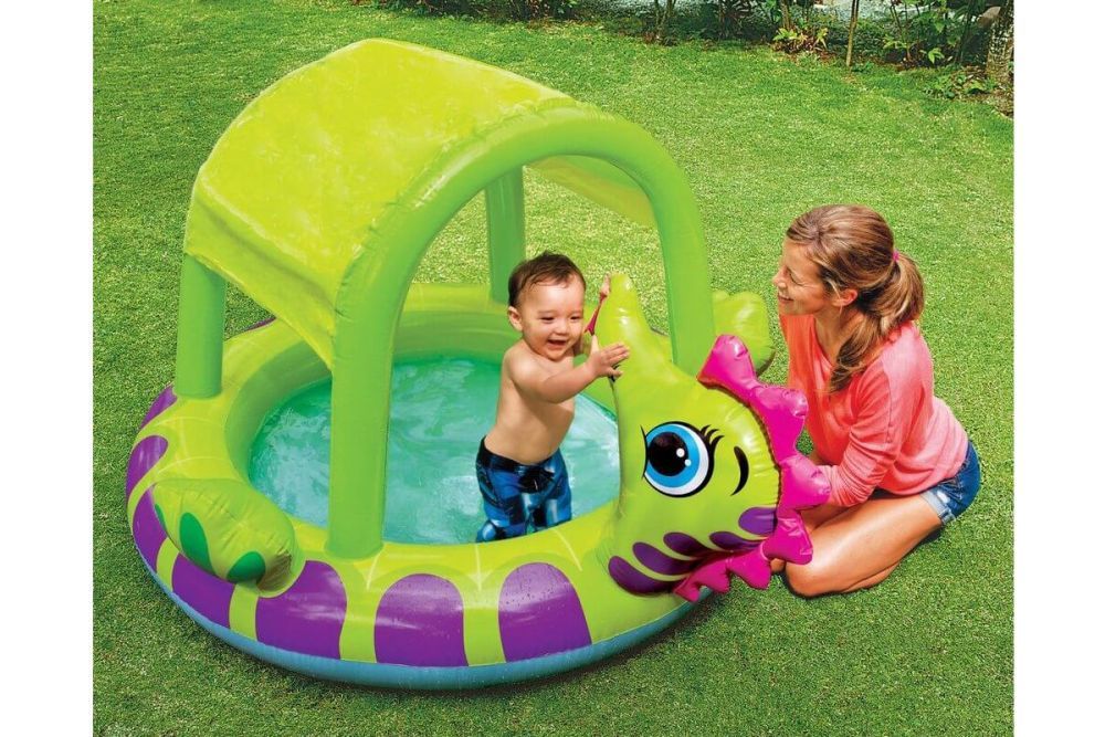 Детский надувной бассейн 188х147х104см "Морской конек" с навесом, 114л, от 2 лет
