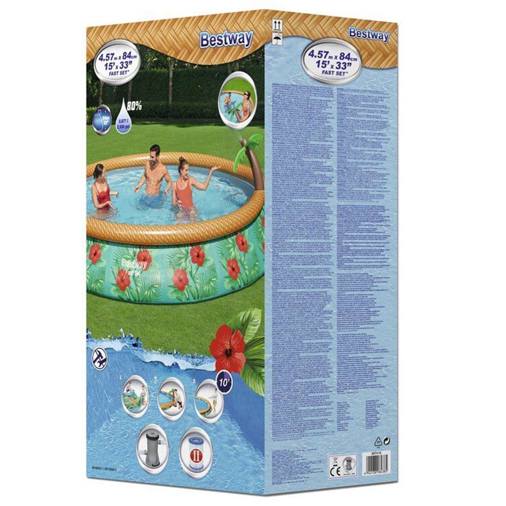 Бассейн Fast Set 457х84см, 9677л, фил.-насос 2006л/ч, Bestway, 57416 BW