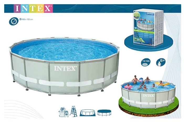 Каркасный бассейн Ultra Frame 549х132см, 26423л, комб.фил-нас, лестн, тент, подст, наб.д/чис,скиммер, Intex, 26336