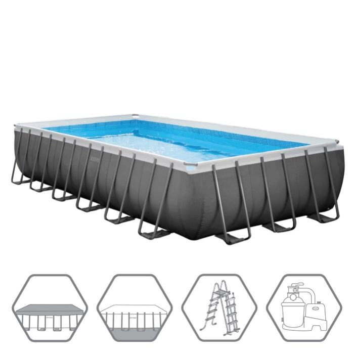 Каркасный бассейн Ultra XTR Frame 732х366х132см, 31805л, песч.фил.-нас. 7900л\ч, лестн, тент, подст., Intex, 26364