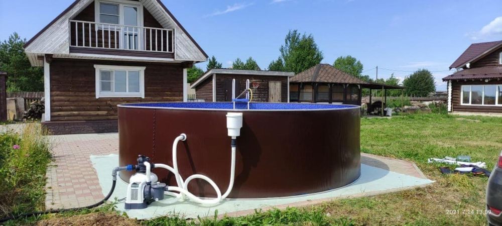 Круглый бассейн ЛАГУНА 2 х 1,25 м (рубиново-красный RAL 3003)