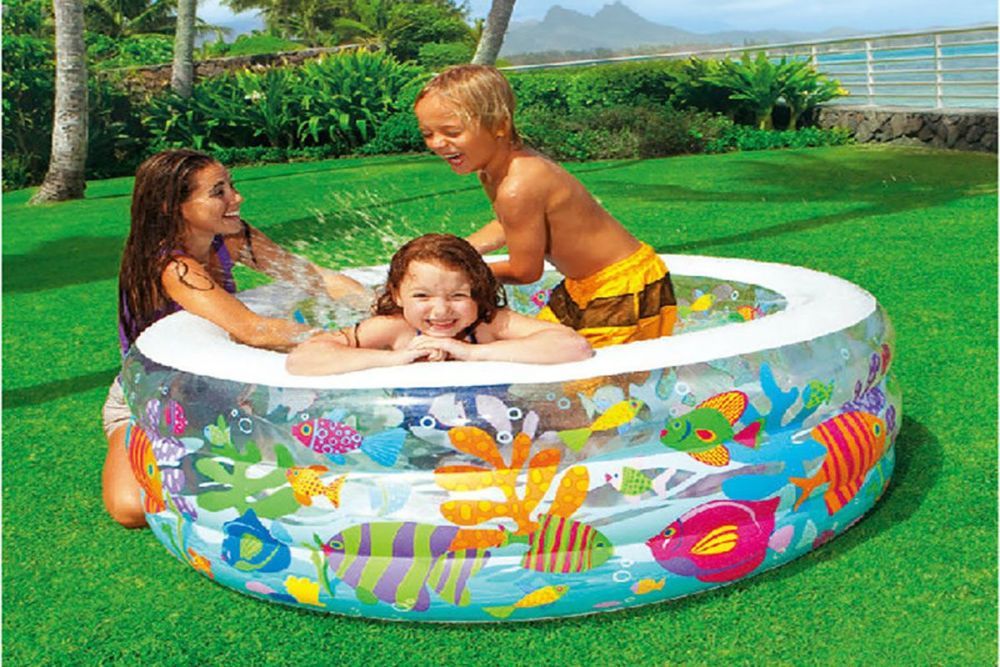 Детский надувной бассейн 152х56см "Аквариум" с надувным дном, 360л, от 6 лет