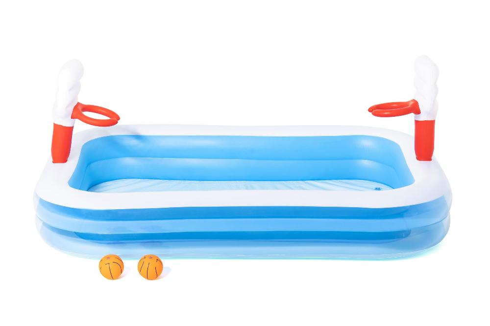 Детский надувной бассейн 254х168х102см "Баскетбол" с кольцами и 2-мя мячами, 636л, от 3 лет