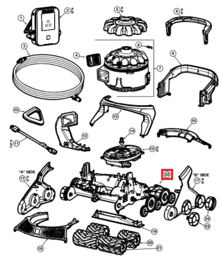 Коробка передач в сборе для пылесоса Hayward AquaVac 600/650 (RCX361117218)