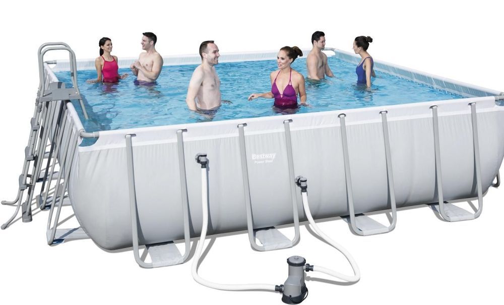 Каркасный квадратный бассейн 488х488х122см, 24031л, фил.-насос 5678 л/ч, лестница, тент, Bestway, 56626 BW