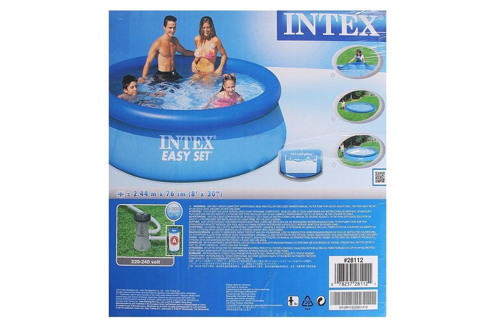 Бассейн Easy Set 244х76см, 2419л, фил.-насос 1250л/ч, Intex, 28112