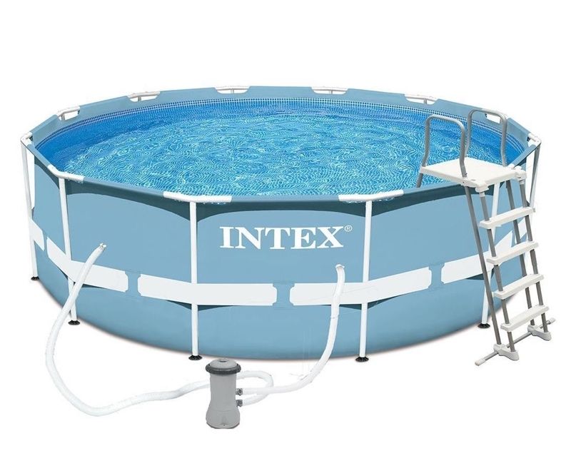 Каркасный бассейн Prism Frame 457x122см, 16805л, фил.-насос 3785л/ч, лестница, тент, подстилка, Intex, 28736