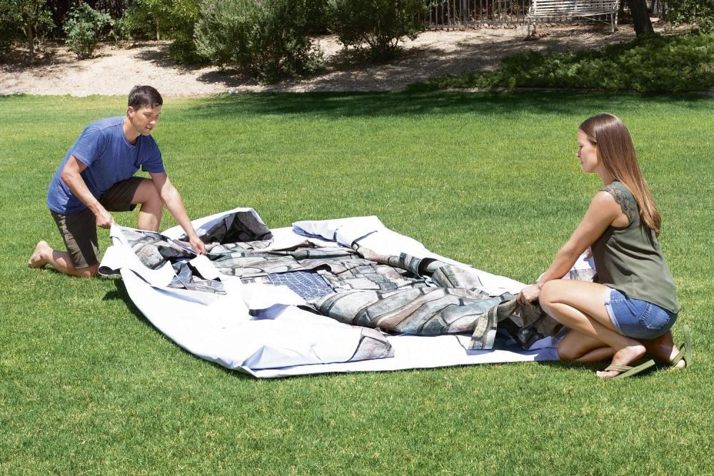 Каркасный бассейн Power Steel 610x366x122см "Камень" 20241л, фил.-нас. 9463л, лестн, гидромас, подсв, Bestway, 56719 BW